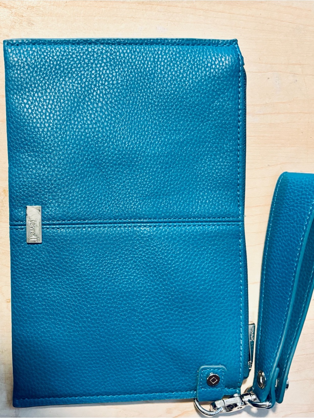 Jewel by Thirty-One Via Noon Teal Pebble-Texture Wristlet Clutch with Strap